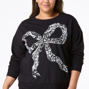Cato | PLUS SIZE RHINESTONE TRIMMED BOW SWEATSHIRT